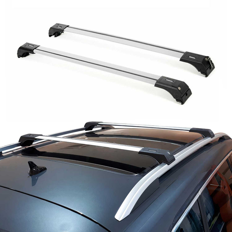 Base portapacchi in alluminio per Citroen C4 Cactus 2014-2020, argento, 2 pezzi
