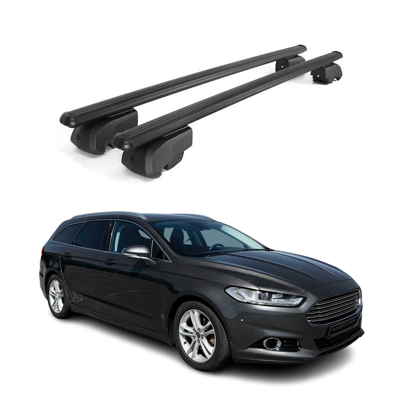 Portapacchi da tetto per Ford Mondeo mk5 Wagon 2014-2022 ABE Nero 2x