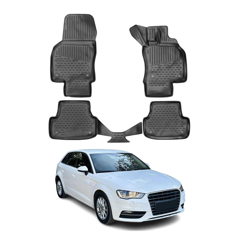 Tappetini in gomma neri per Audi A3 8V Sportback Limo RHD 2012-2020, 4 pezzi