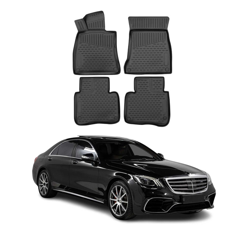 Tappetini Mercedes Classe S AMG W222 2013-2017 in TPE nero, 4 pezzi