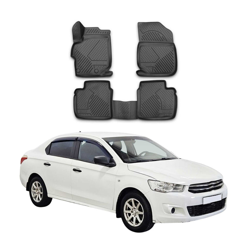 Tappetini Citroen C-Elysee 2012-2021 in TPE Nero 4 pezzi