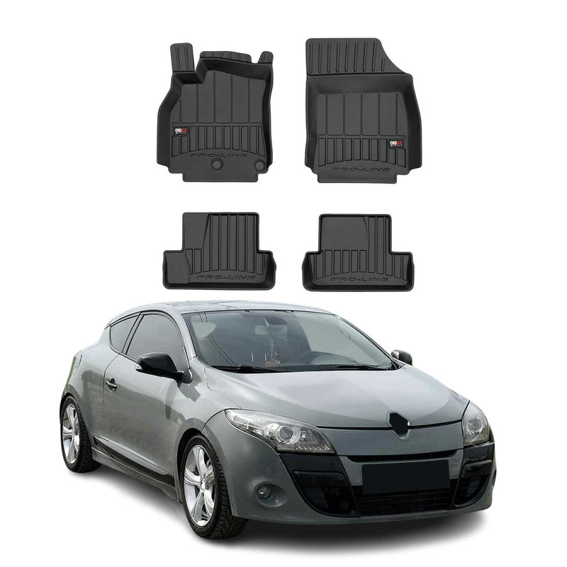 Tappetini Renault Megane Coupe 2009-2012 in TPE nero, 4 pezzi