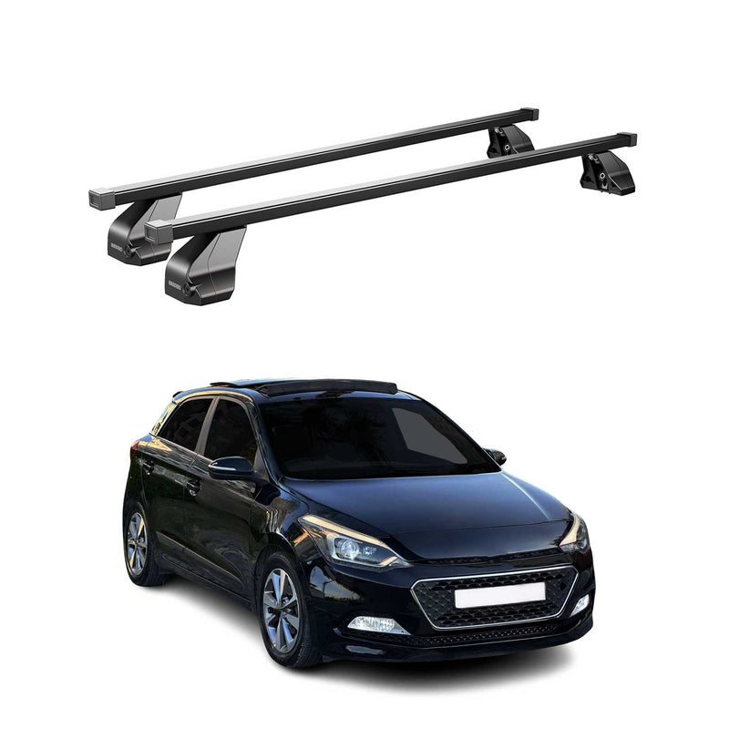 Portapacchi in acciaio Menabo per Hyundai i20 2014-2020, nero, 2 pezzi