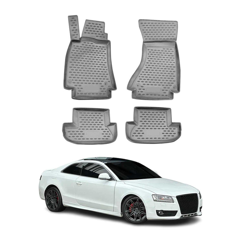 Tappetini in gomma grigi per Audi A5 Cabriolet Coupe 8T3 8F7 2007-2017, 4 pezzi.