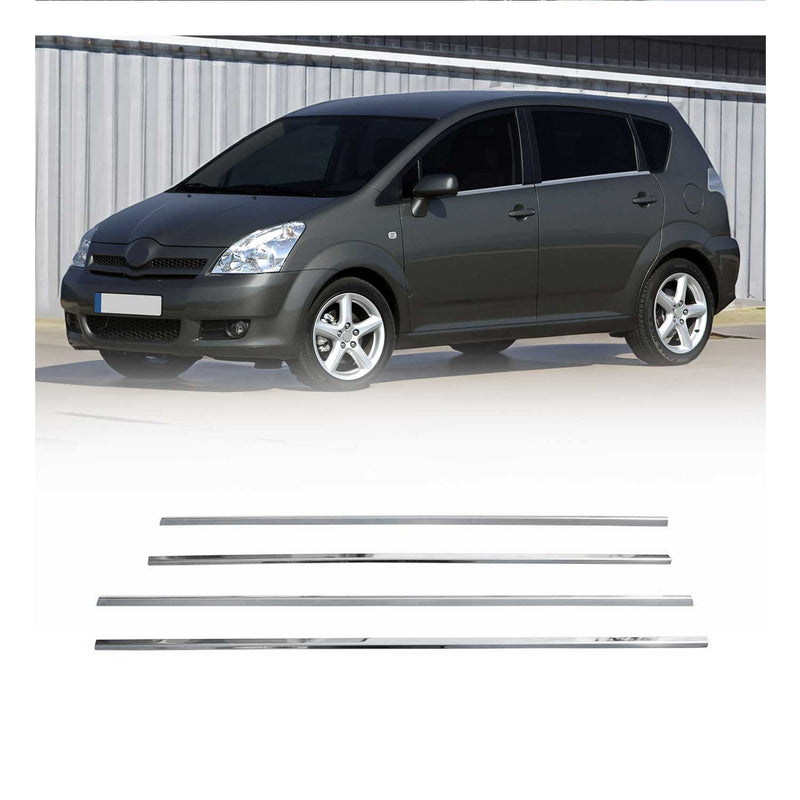 Listelli decorativi per finestrini Toyota Corolla Verso 2004-2009 in acciaio inox cromato 4 pezzi