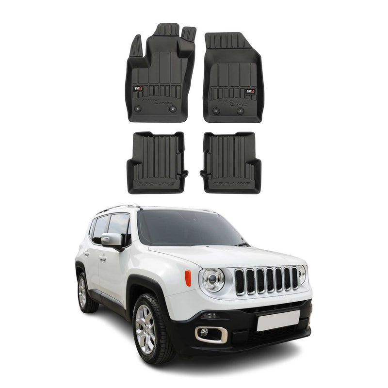 Tappetini Jeep Renegade 2014-2024 in TPE nero, 4 pezzi