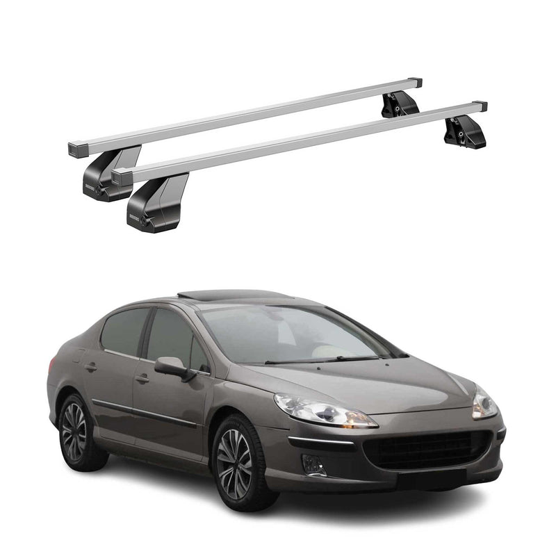 Portapacchi Menabo in acciaio per Peugeot 407 2004-2011, in acciaio argento, 2 pezzi