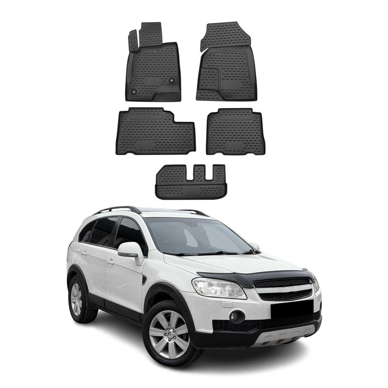 Tappetini in gomma neri per Chevrolet Captiva 2006-2017, 5 pezzi