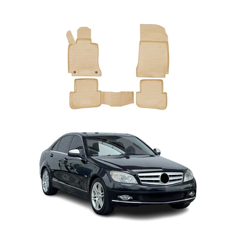 Tappetini Mercedes Classe C W204 2007-2015 in TPE beige, 4 pezzi