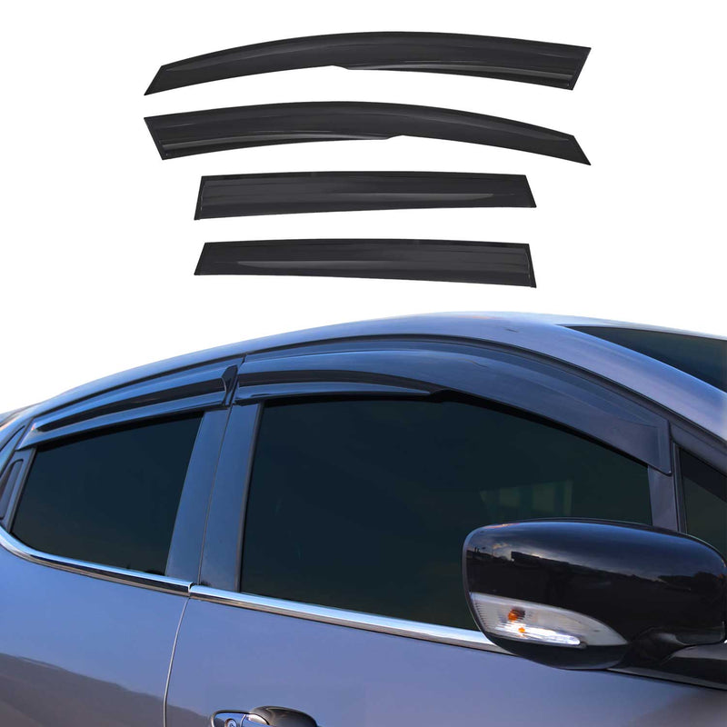 4 deflettori d'aria e deflettori antipioggia per Renault Clio Hatchback 2012-2019 in acrilico scuro