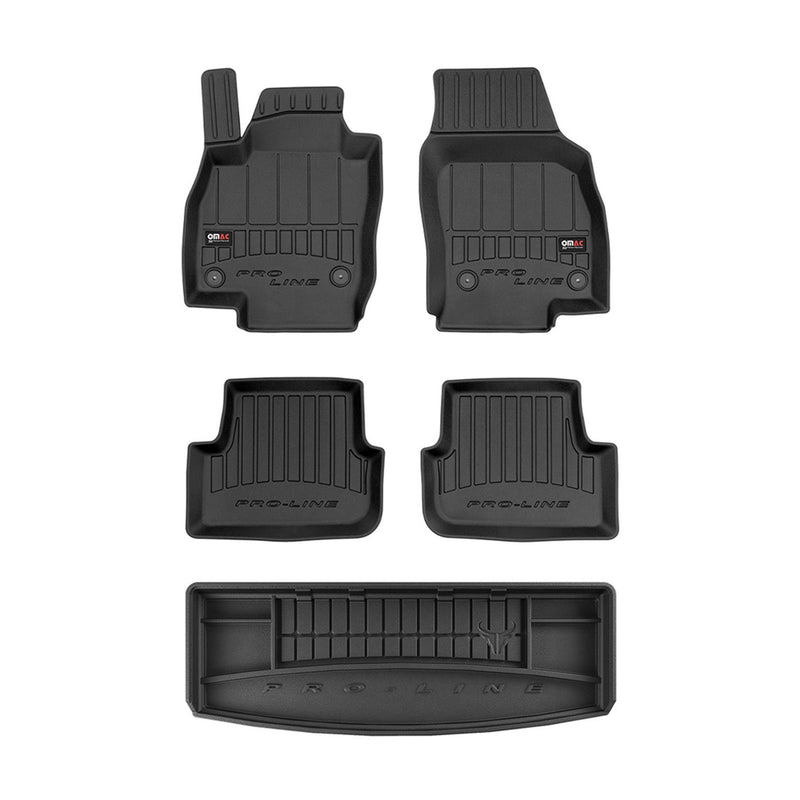OMAC Fußmatten & Kofferraumwanne Set für Skoda Karoq 2017-2025 Gummi Schwarz 5x