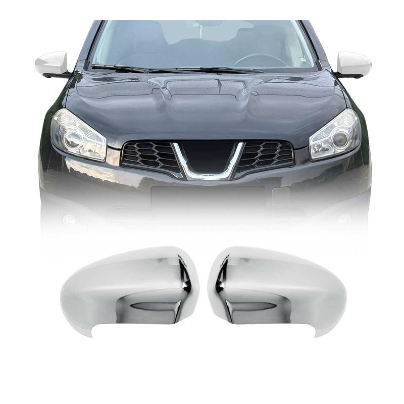 Calotte specchietti retrovisori per Nissan Qashqai +2 2008-2014 ABS cromato argento