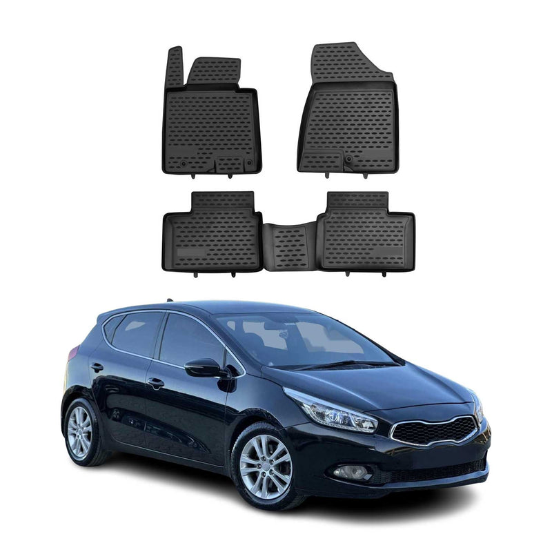 Tappetini Kia Ceed 2012-2018 in TPE nero, 4 pezzi