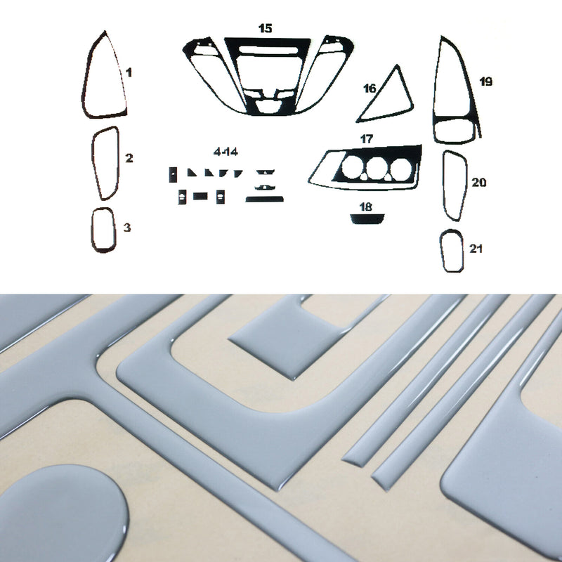Decorazione interna abitacolo per Ford Transit Tourneo Custom 2012-2024 look alluminio 22x