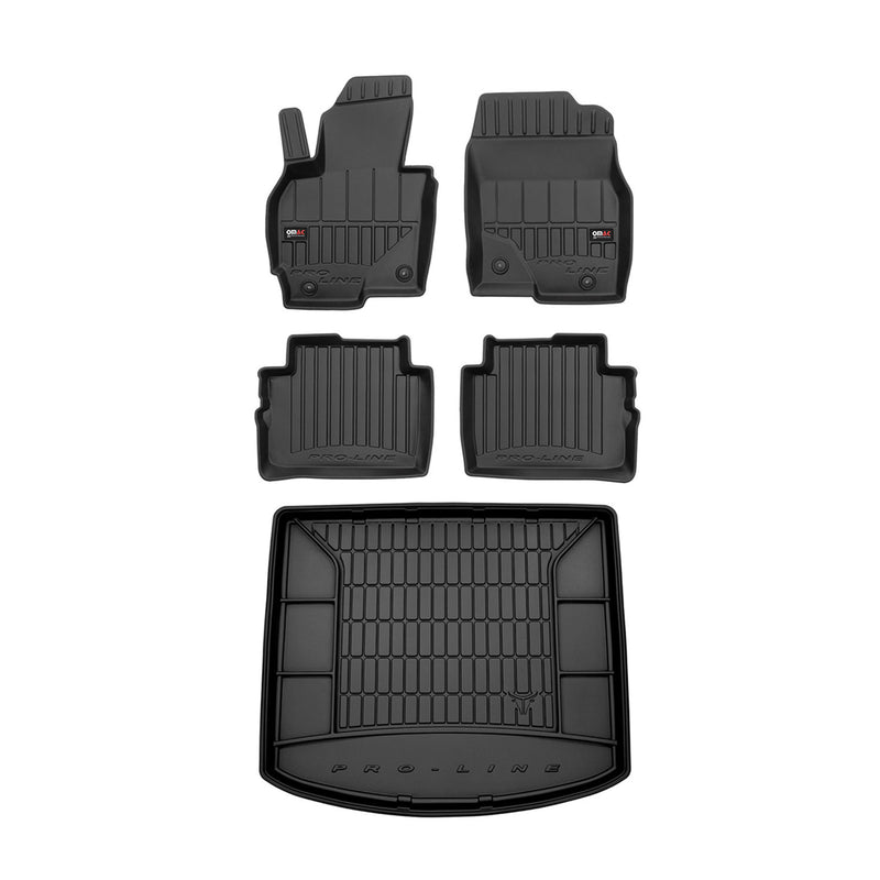 Set di tappetini e vaschetta per bagagliaio OMAC per Mazda CX-5 2011-2017 in gomma nera, 5 pezzi