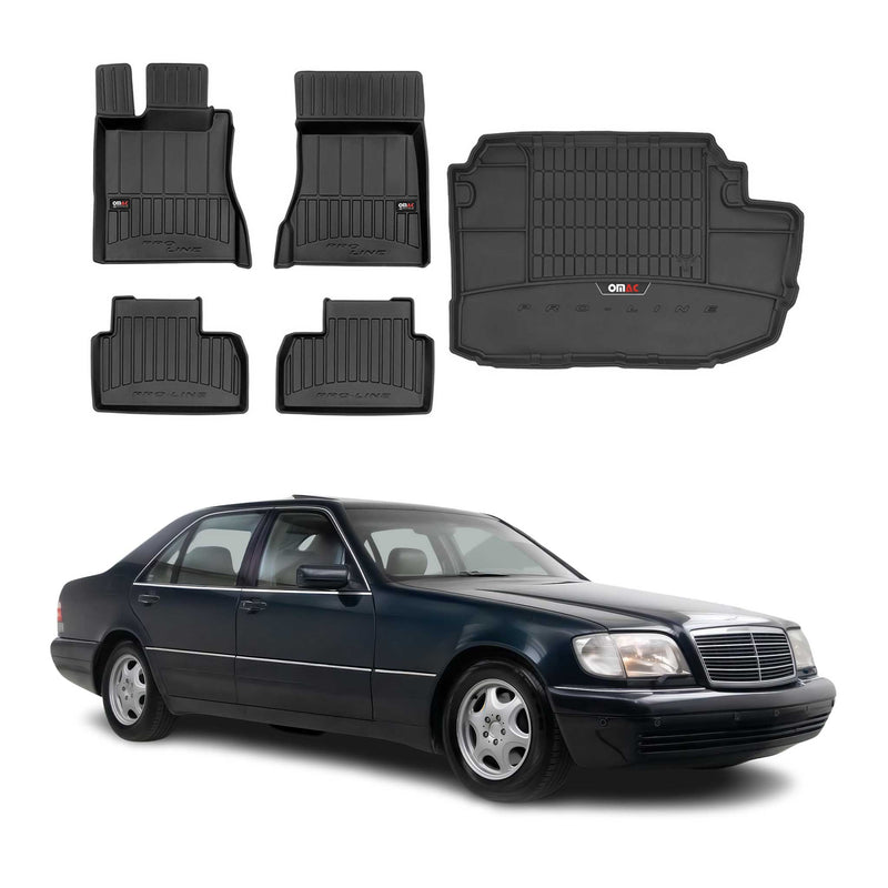 Set di tappetini e vaschetta per bagagliaio OMAC per Mercedes Classe S W220 1998-2005 in gomma