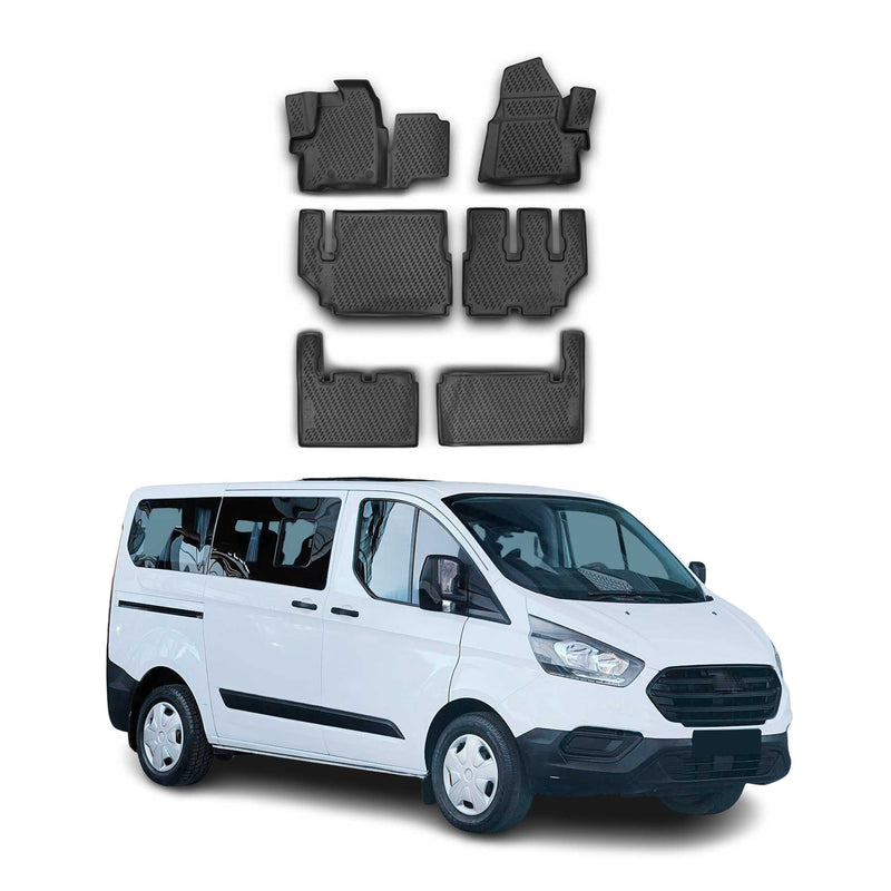 Tappetini auto in TPE neri per Ford Tourneo Custom 2012-2024, 6 pezzi