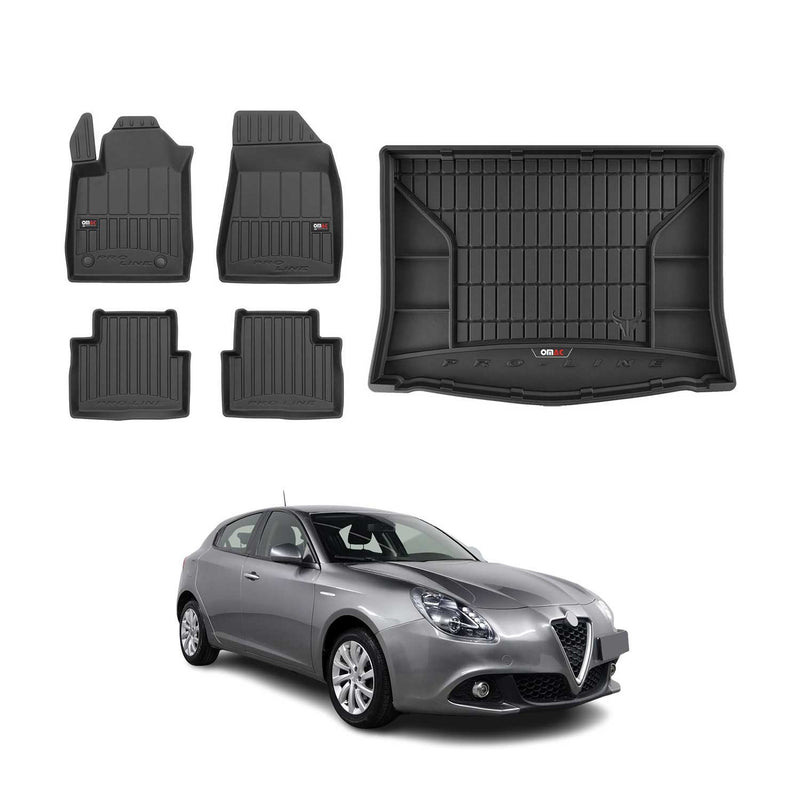 OMAC Fußmatten & Kofferraumwanne Set für Alfa Romeo Giulietta 2010-2020 Gummi 5x