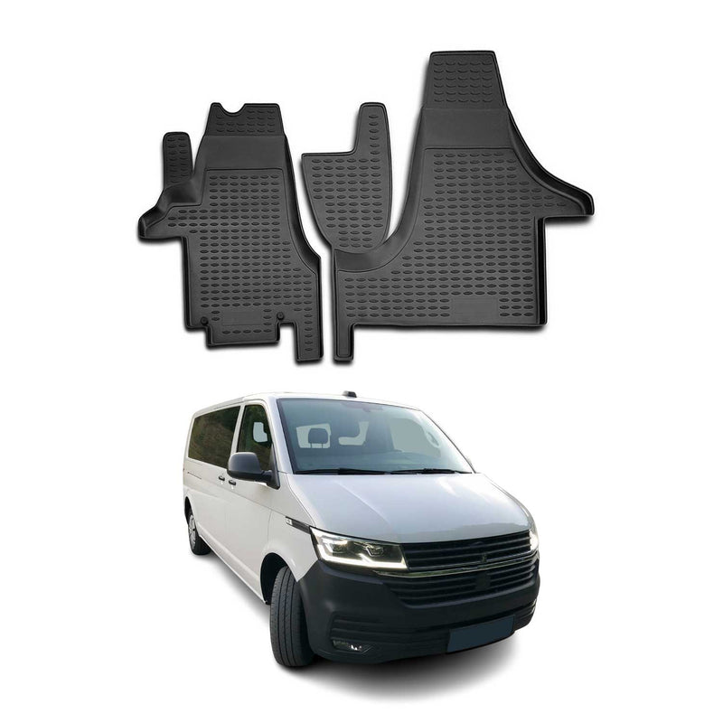 Tappetini in TPE neri per VW T6 T6 .1 Transporter 2015-2024, 2 pezzi