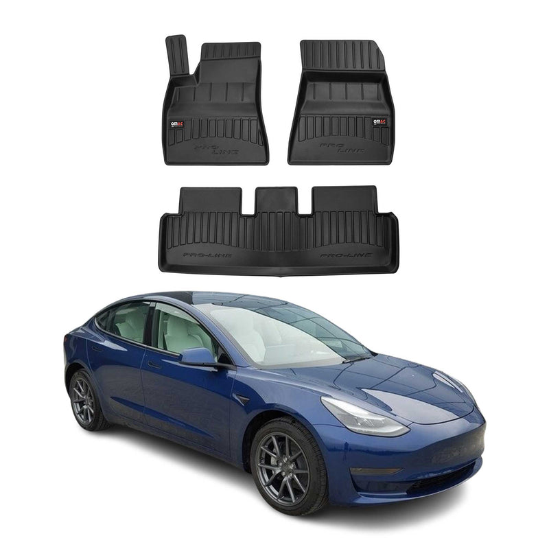 Tappetini in TPE neri per Tesla Model 3 2017-2024, 3 pezzi