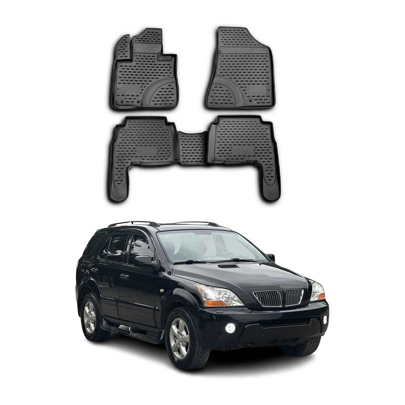 Tappetini Kia Sorento 2009-2012 in TPE nero, 4 pezzi
