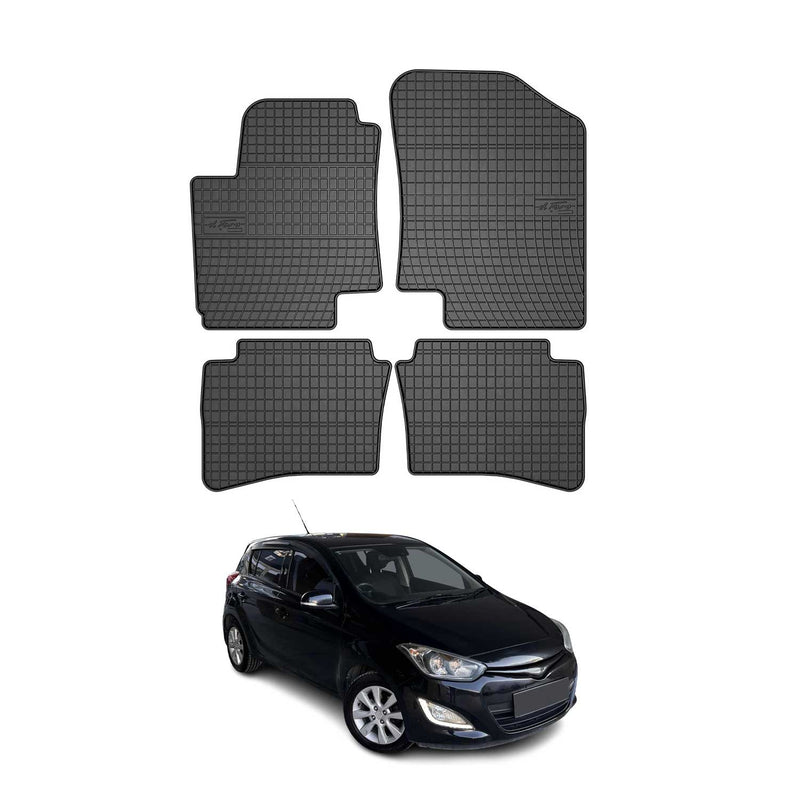 Tappetini in gomma neri per Hyundai i20 2008-2014, 4 pezzi