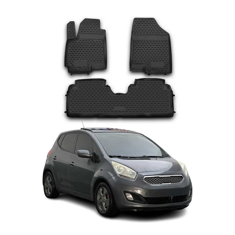 Tappetini Kia Venga 2010-2021 in TPE nero, 3 pezzi
