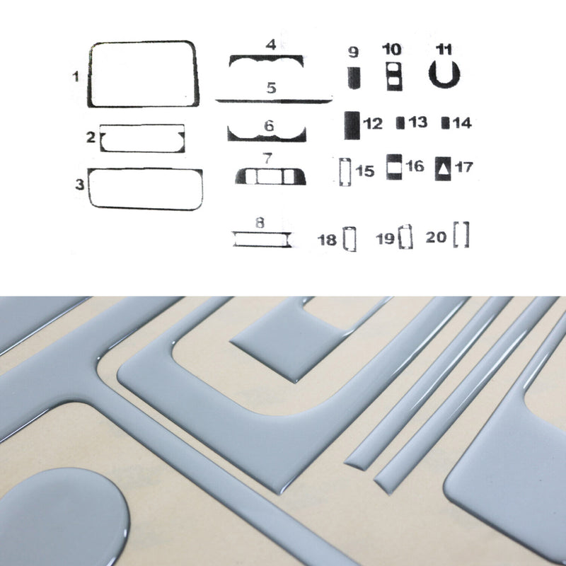 Decorazione interna abitacolo per Skoda Roomster 2006-2015 look alluminio 20 pezzi
