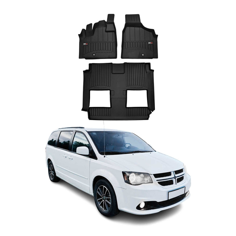 Tappetini in gomma OMAC Premium per Dodge Grand Caravan/Voyager 2008-2020, neri
