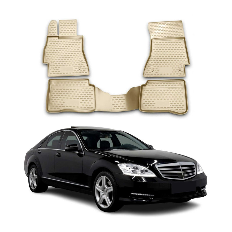 Tappetini in TPE beige per Mercedes Classe S W221 2005-2013, 4 pezzi