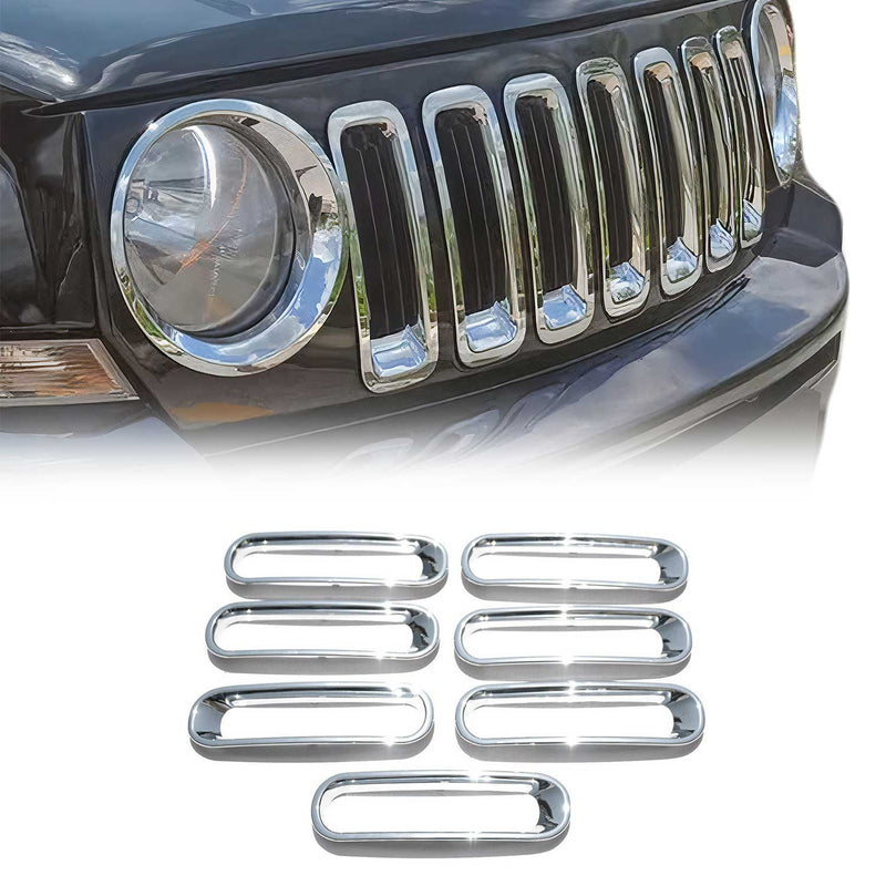 Strisce griglia per Jeep Wrangler 2007-2019 Cromate ABS Argento 7x