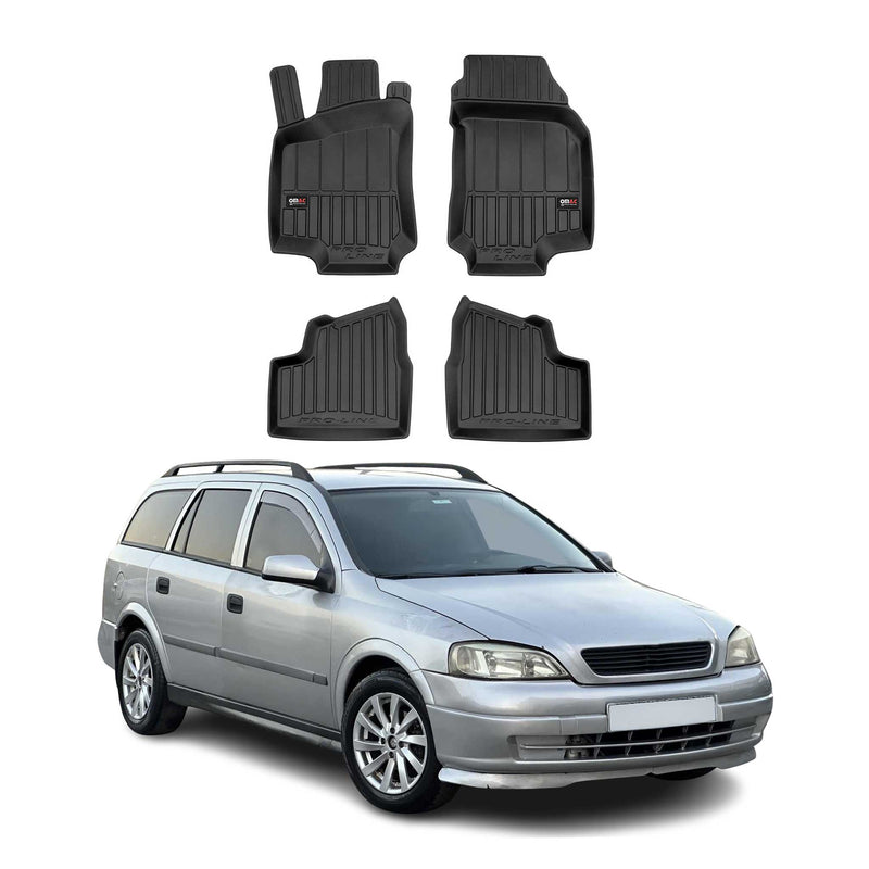 Tappetini TPE neri per Opel Astra G Caravan 1998-2009, 4 pezzi.