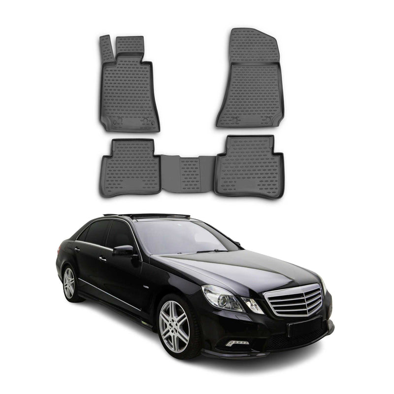 Tappetini Mercedes Classe E W212 2009-2016 in TPE nero, 4 pezzi