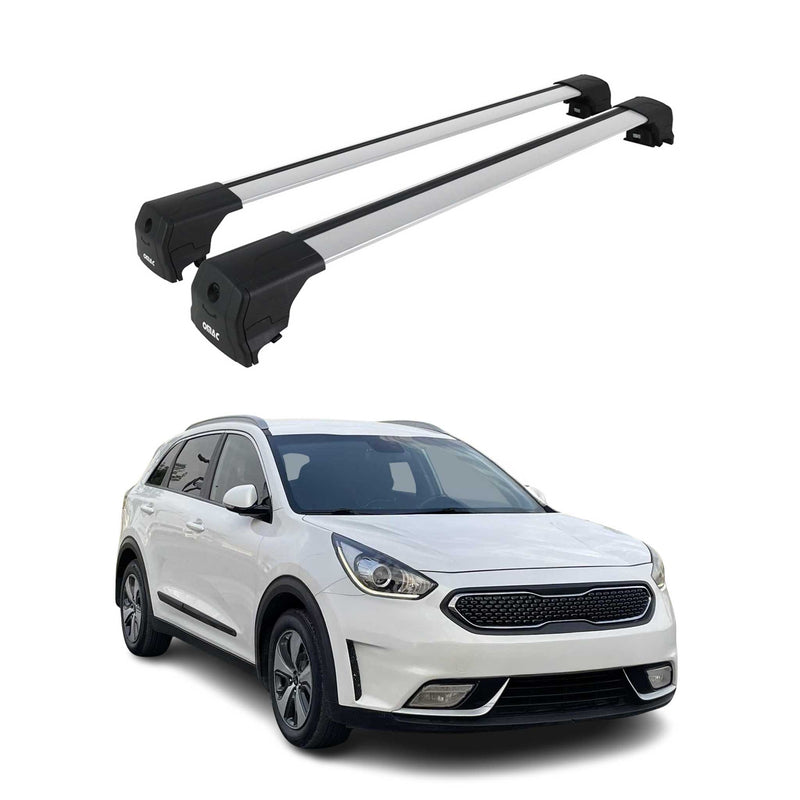 Portapacchi da tetto per Kia Niro 2017-2021 ABE portapacchi base in alluminio argento 2x