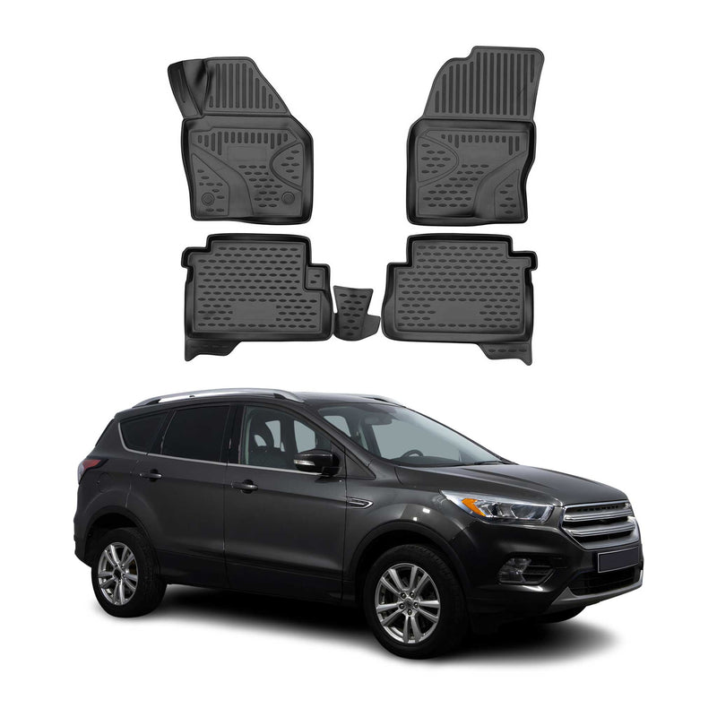 Tappetini Ford Kuga 2012-2019 in TPE nero, 4 pezzi