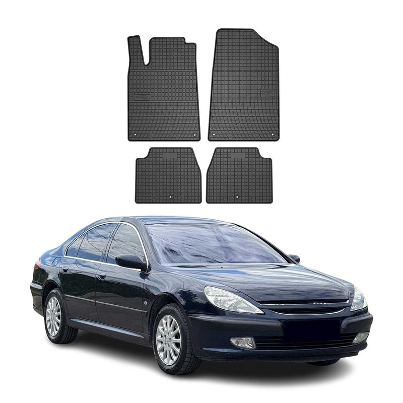 Tappetini in gomma neri per Peugeot 607 1999-2010, 4 pezzi