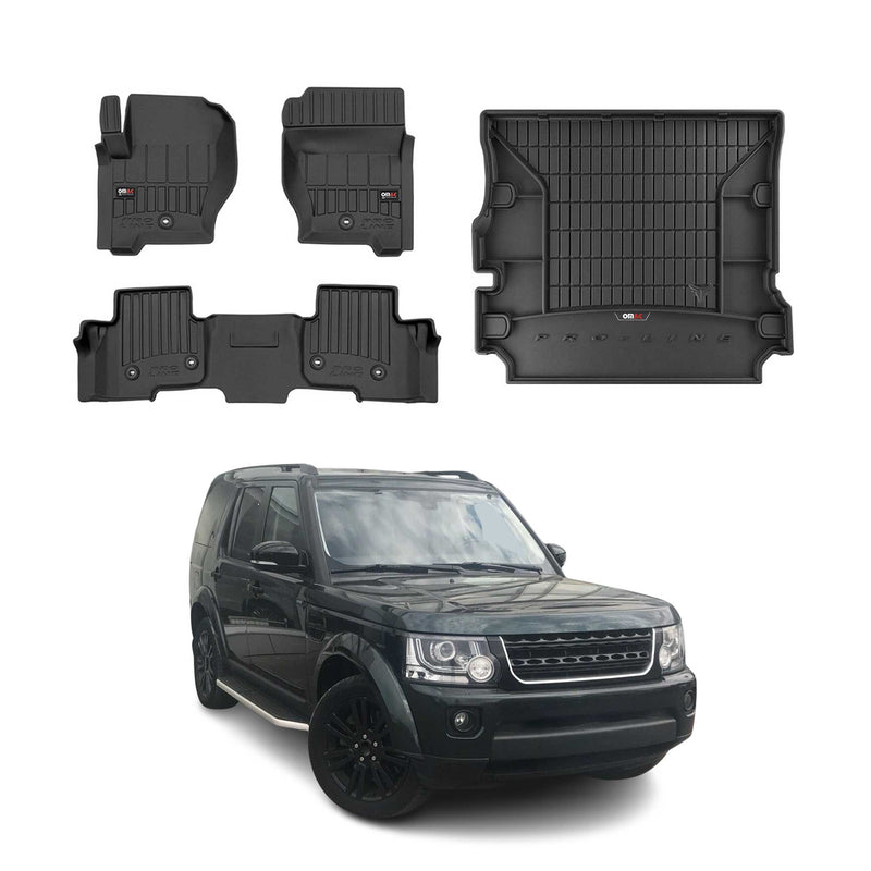 Set di tappetini e vaschetta per bagagliaio OMAC per Land Rover Discovery 2009-2016 in gomma 4x