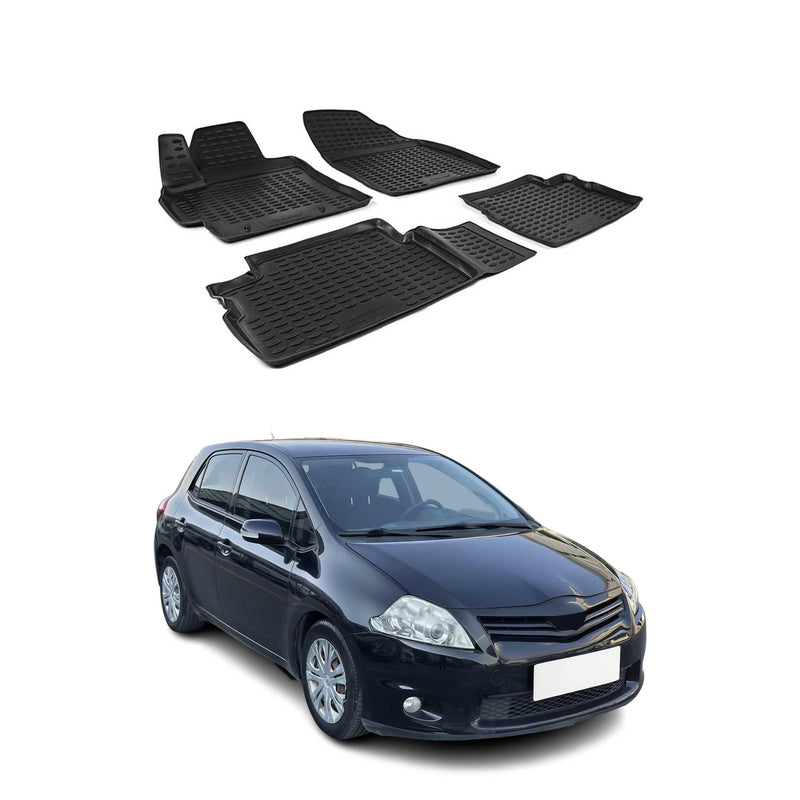 Tappetini auto OMAC in gomma neri per Toyota Auris 2007-2012, 4 pezzi.