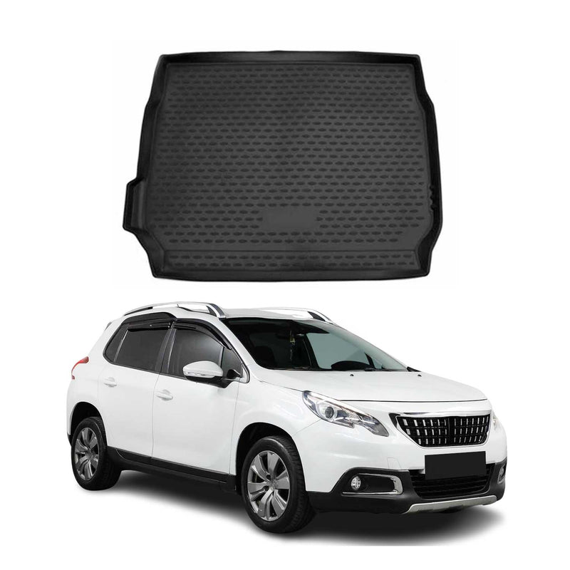 Tappetino per bagagliaio per Peugeot 2008 2013-2019 in gomma TPE Nero
