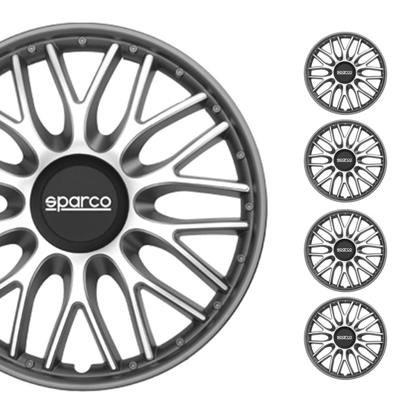 Coprimozzi Sparco da 15 pollici Roma grigio argento 4 pezzi
