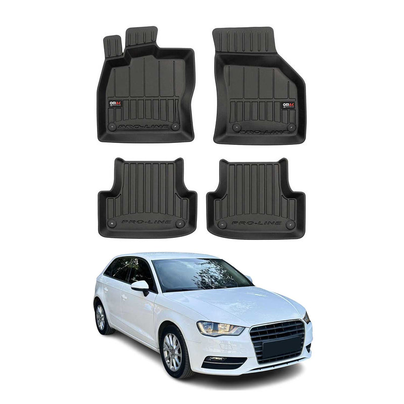 Tappetini in TPE neri per Audi A3 8V Sportback Limo 2012-2020, 4 pezzi.