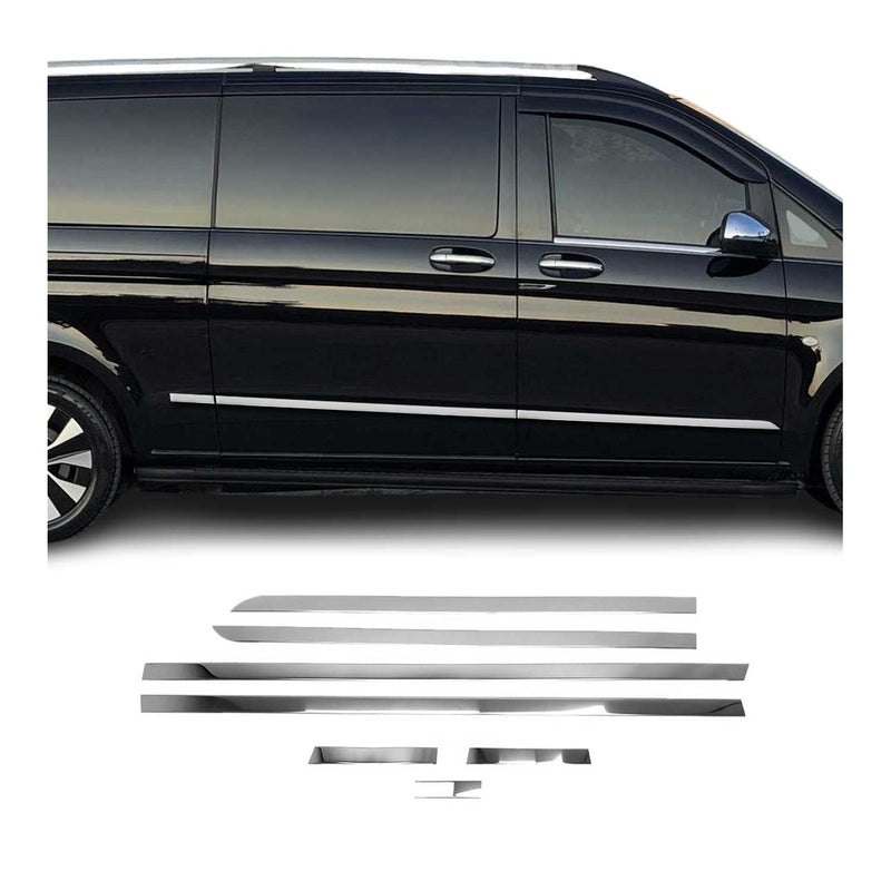 Protezione per porta laterale con striscia di protezione per porta per Mercedes Vito W447 doppia porta L3 in acciaio inox lungo