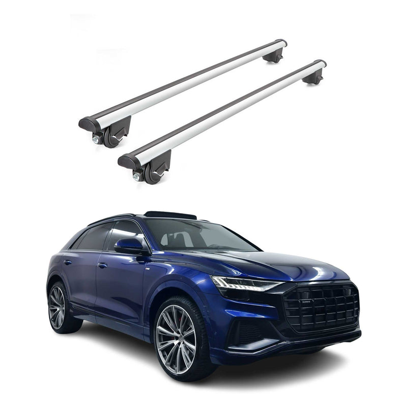 Portapacchi da tetto per Audi Q8 2018-2025, portapacchi da 100 kg, alluminio, argento