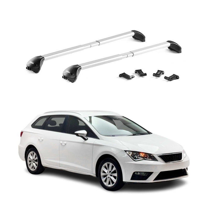 Barre portatutto da tetto per Seat Leon Wagon 5F 2014-2025 Alu Silver 2 pezzi ABE