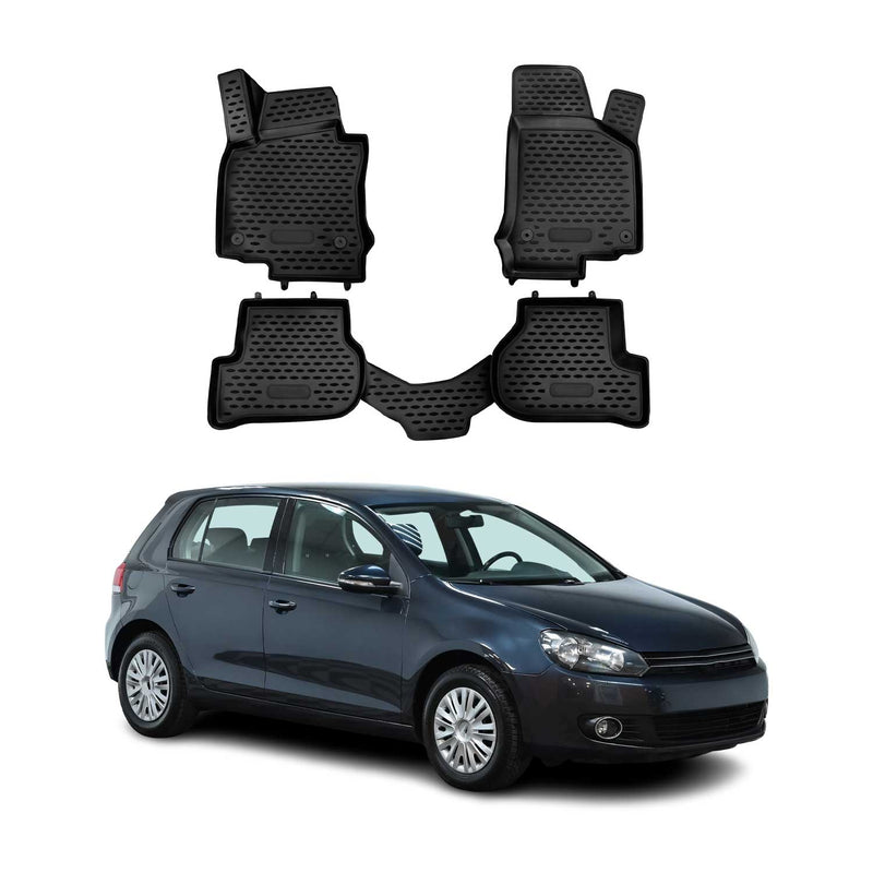 Tappetini VW Golf Mk6 2008-2013 in TPE nero, 4 pezzi