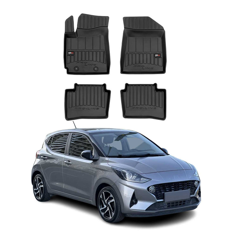 Tappetini Hyundai i10 2019-2025 in TPE nero, 4 pezzi