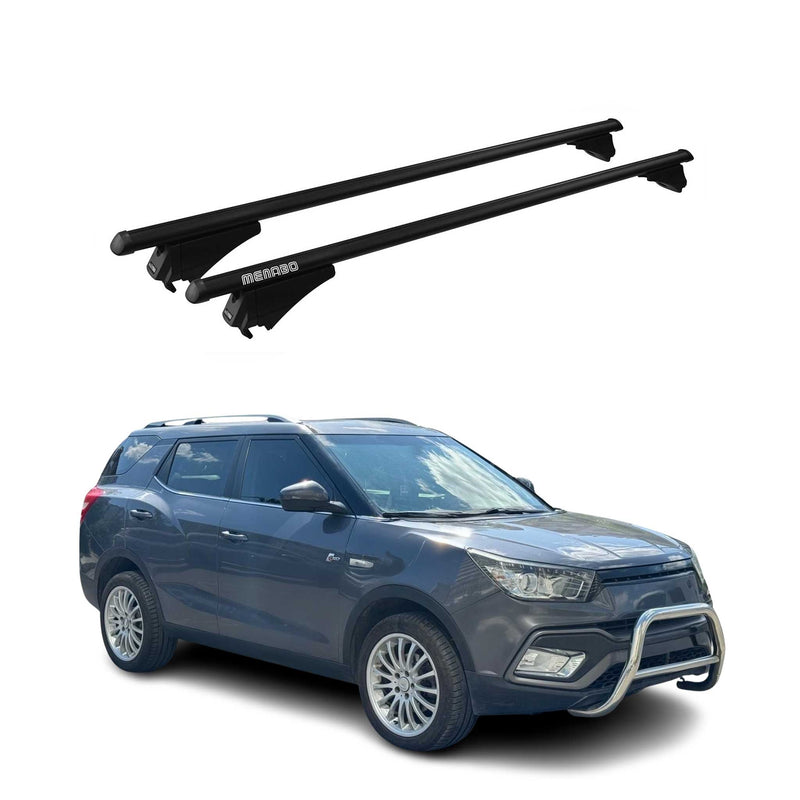 Menabo Dachträger Grundtäger für SsangYong XLV 2016-2019 75kg Alu Schwarz 2 tlg