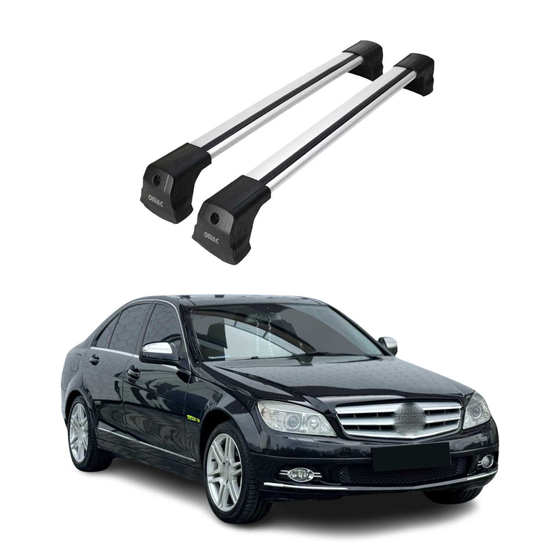 Portapacchi da tetto per Mercedes Classe C W204 Limo 2007-2014 Grigio Alluminio