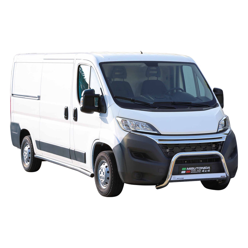 Protezione anteriore in acciaio inox per Citroen Jumper 2014-2025 Grigio Ø 63 mm