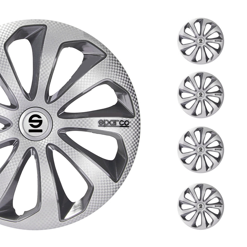 Coprimozzi Sparco 16 pollici Sicilia Argento Carbonio Grigio 4 pezzi